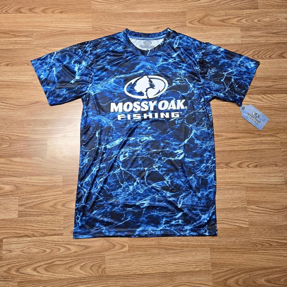 Mossy Oak Men's Fishing Blue and Black T-shirt